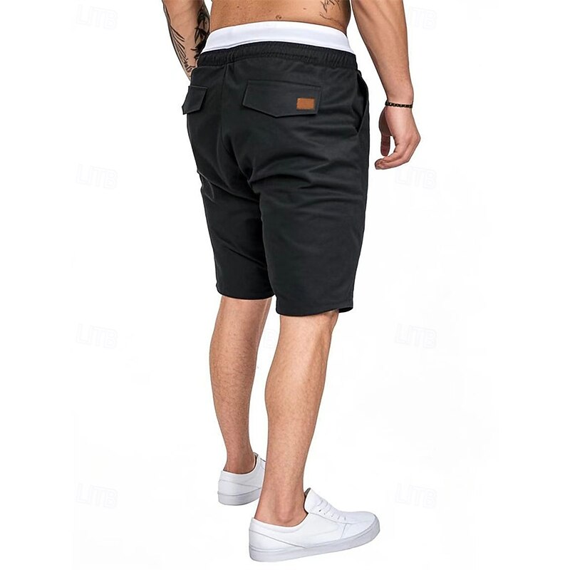 Men's Shorts Summer Shorts Casual Shorts Pocket Drawstring Elastic Waist Plain Comfort Breathable Short Outdoor Vacation Sport Casual Black Royal Blue4
