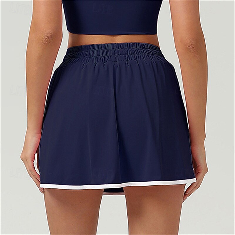 Women's Tennis Skirts Tennis Skirts with Shorts Drawstring Asymmetrical Contrast Binding High Elasticity Tennis Golf Pickleball White Dark Navy Green Tennis Clothing2