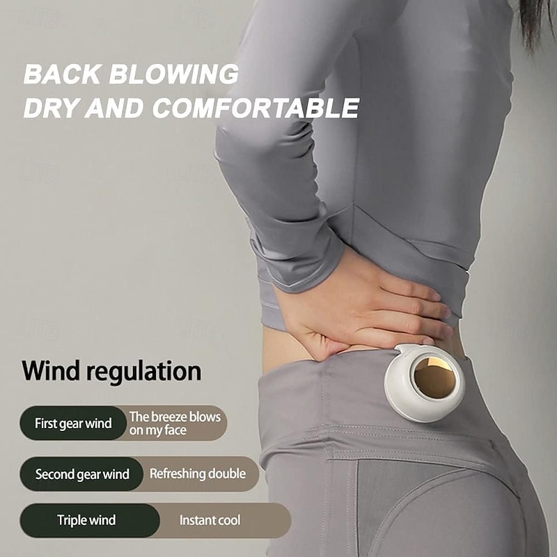 Portable Silent Mini Bladeless Electric Fan Clip On, Mini Fan With Clip,Adjustable 3-Speed Suspended Waist Fans, For Outdoor & Travel & Office, Travel Acces4