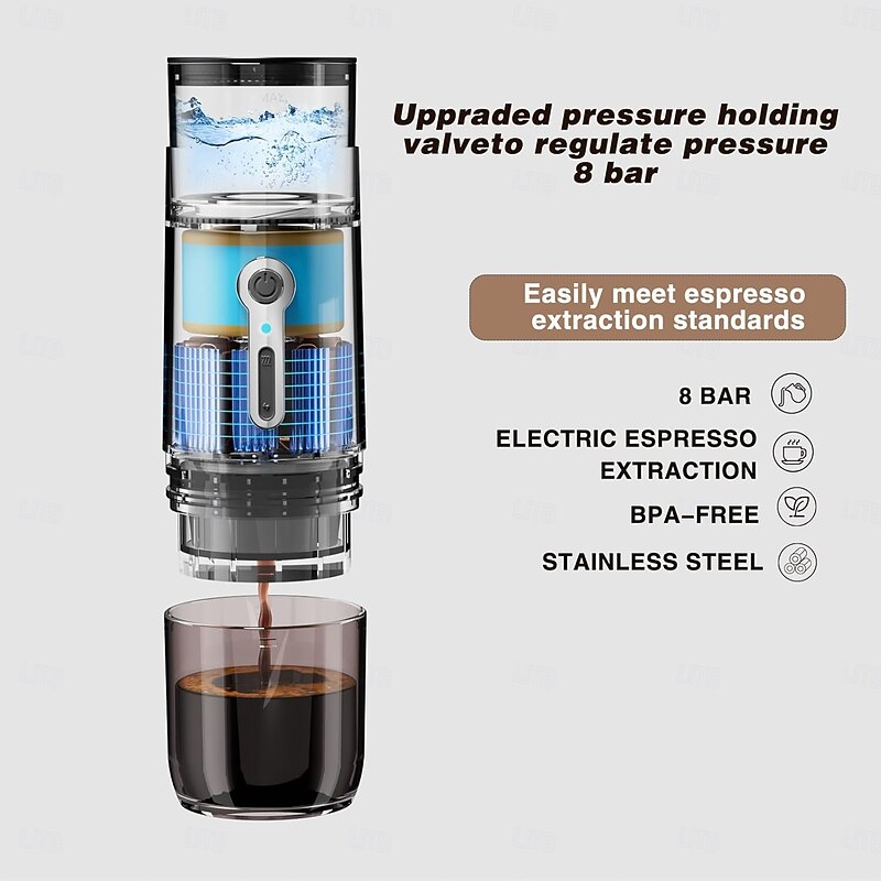 Portable Coffee Pot and Car Coffee Maker Portable brewer, travel coffee maker for camping, caravanning, hiking and office use, self-heating function3