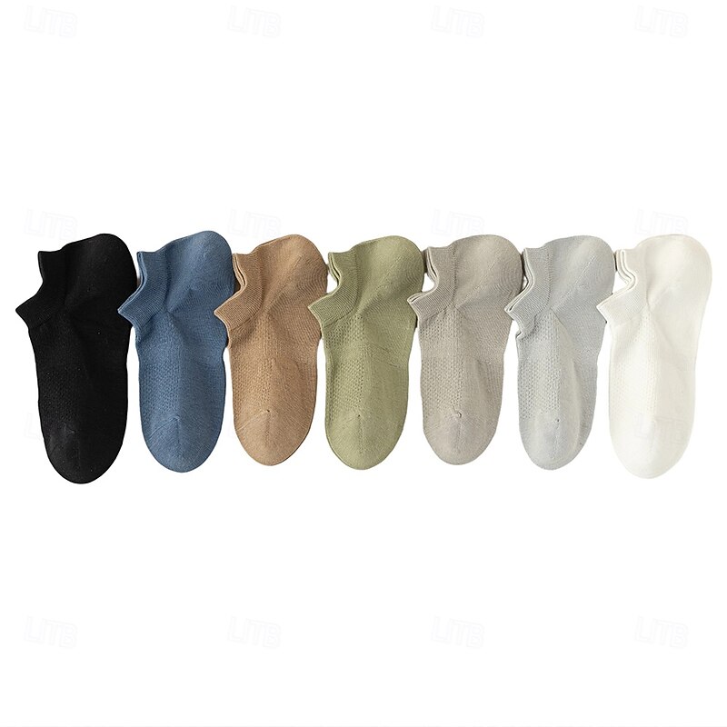 Men 1 Pair Socks No Show & Liner Socks Black White Color Plain School Formal Outdoor Thin Summer Spring Fall Daily Casual