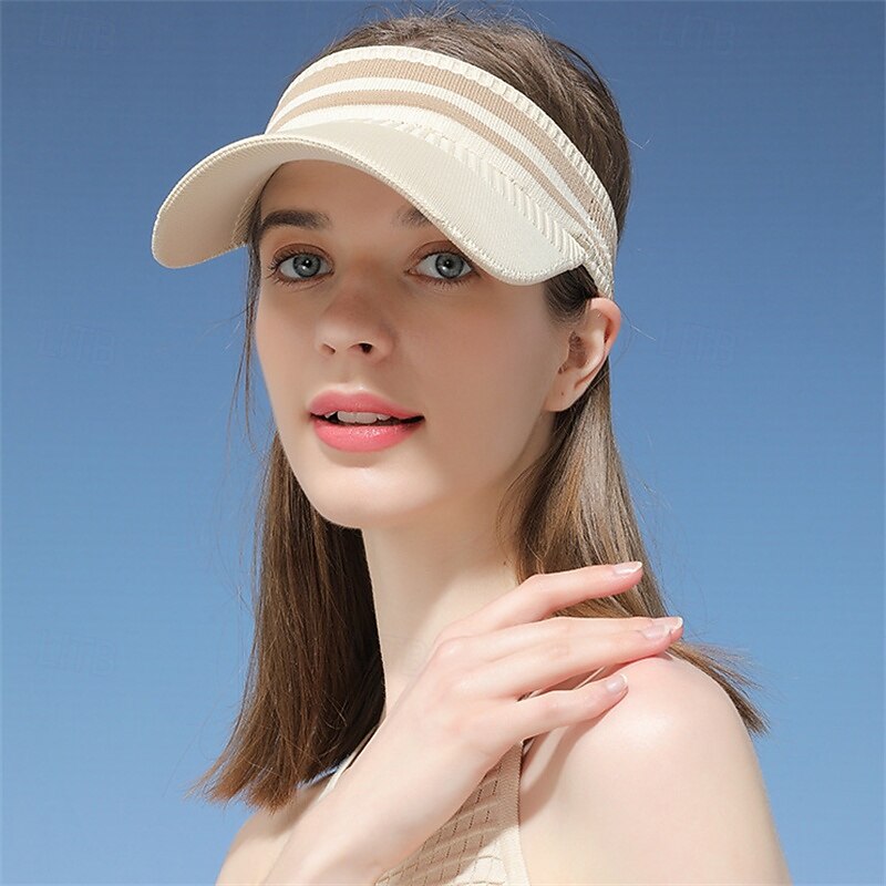 Tennis Sport Visor Sun Visor Women's Letter Fashion Adjustable UV Sun Protection Breathable for Tennis Baseball Running Summer White Dark Navy Khaki3