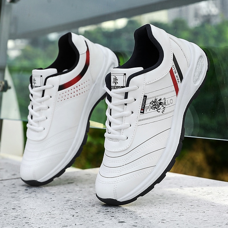 Men's White Sports Sneakers with Red Accent and Lightweight Design - Athletic, Stylish, Ideal for Casual Wear and Sports3