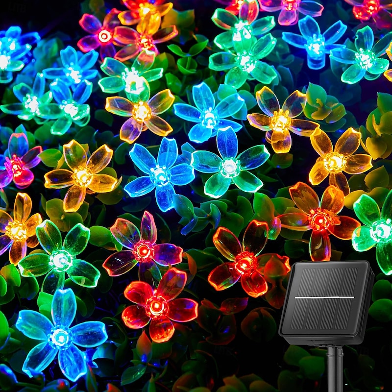 1 Pc Outdoor Solar Cherry Blossom Light String Camping Tent Courtyard Garden Tree Fence Decorative Light Wedding Festival Indoor And Outdoor Decorative Light String