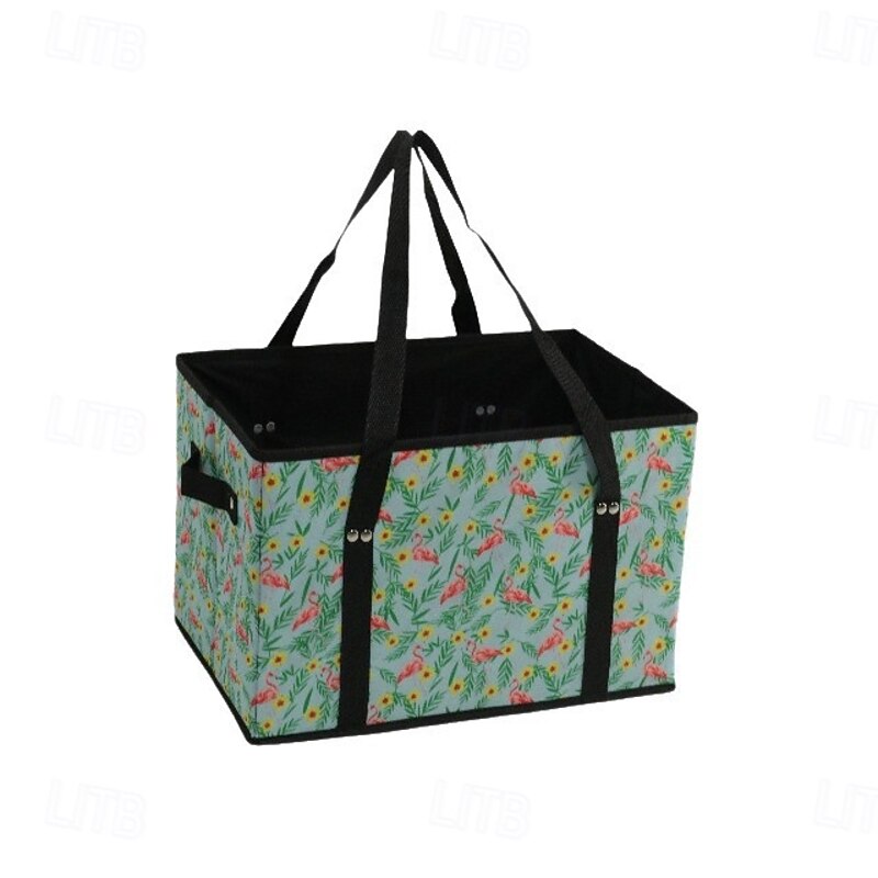 Reusable Grocery Bags Foldable Picnic Basket, Portable Travel Storage Tote, Non-Woven Fabric Handheld Shopping Basket, Collapsible Fruit and Vegetable Organizer Bin for Outdoor Camping4