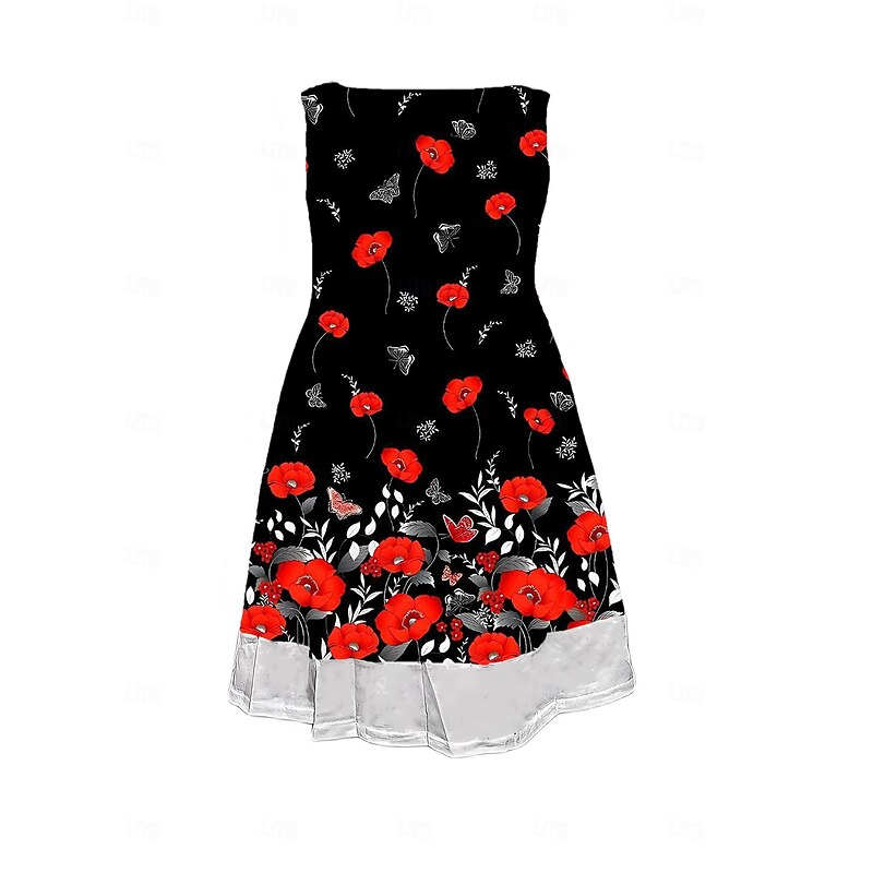 Women's Midi Dress Tank Dress Fashion Classic Outdoor Daily Weekend Regular Fit Graphic Sleeveless Crew Neck Black Summer Spring Fall2