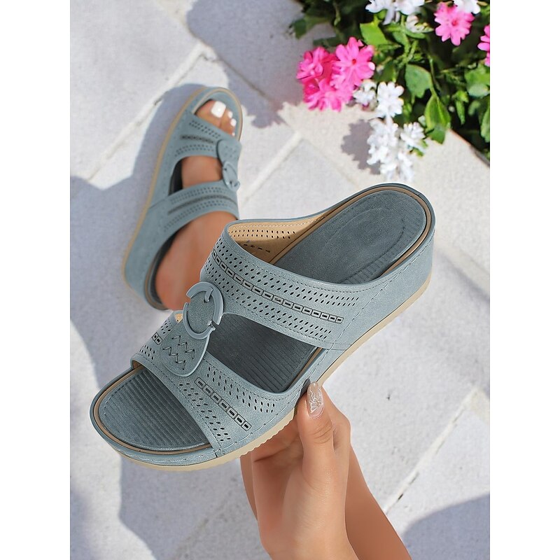 Women's Cutout Slide Sandals with Buckle – Summer Comfort Slippers, Perfect for Garden Walks and Casual Outings2