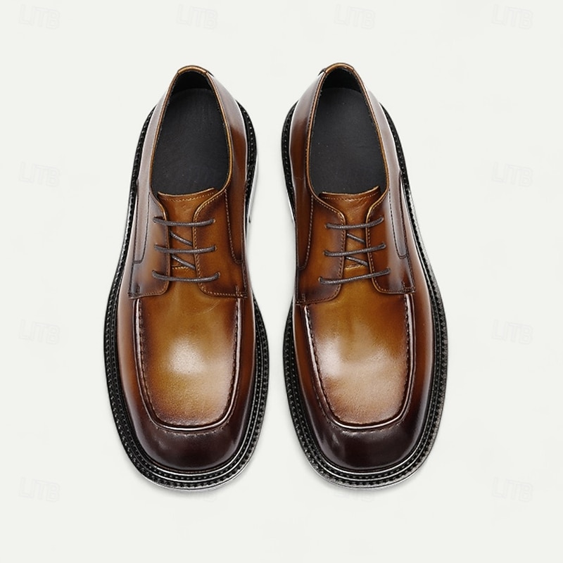 Men's Polished Brown Leather Slip-On Shoes – Sleek, Comfortable Footwear for Evening Parties, Ballroom Dances and Gala Events4