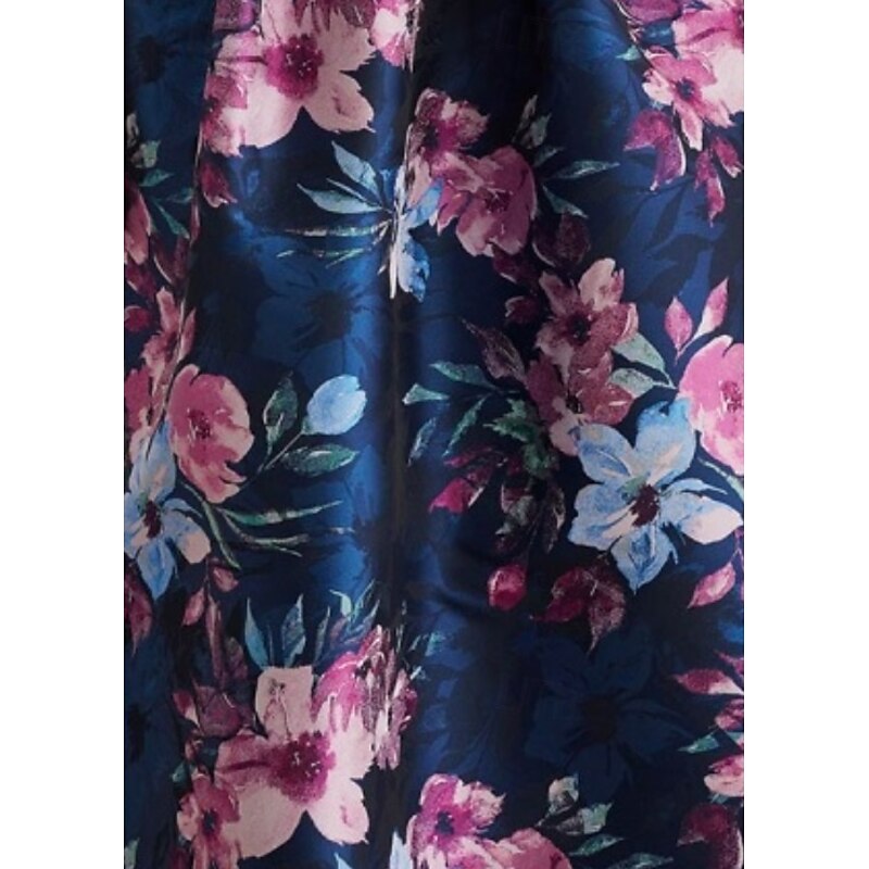 A-Line Cocktail Dresses Elegant Dress Formal Wedding Ankle Length Sleeveless Crew Neck Pocket Satin with Floral Print Pocket Wedding Guest Dress3