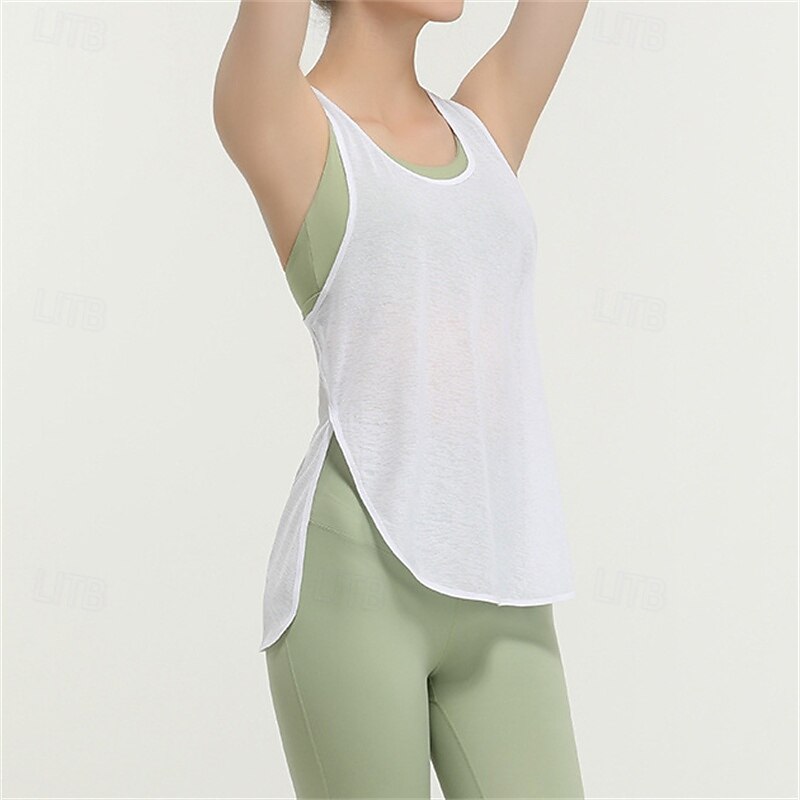 Women's Solid Colored Workout Tank Top Sport Shirt Sports Tank Top Side Split Quick Dry Breathable Tennis Golf Pickleball U Neck Black White Pink Tennis Clothing3