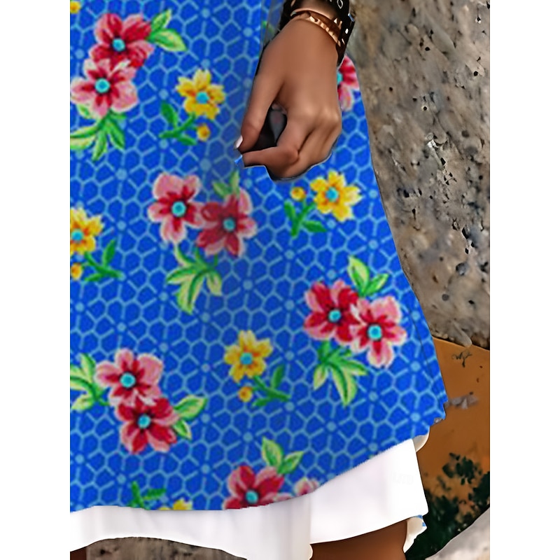 Women's Midi Dress Tank Dress Fashion Classic Outdoor Daily Weekend Regular Fit Graphic Sleeveless Crew Neck Blue Summer Spring Fall4