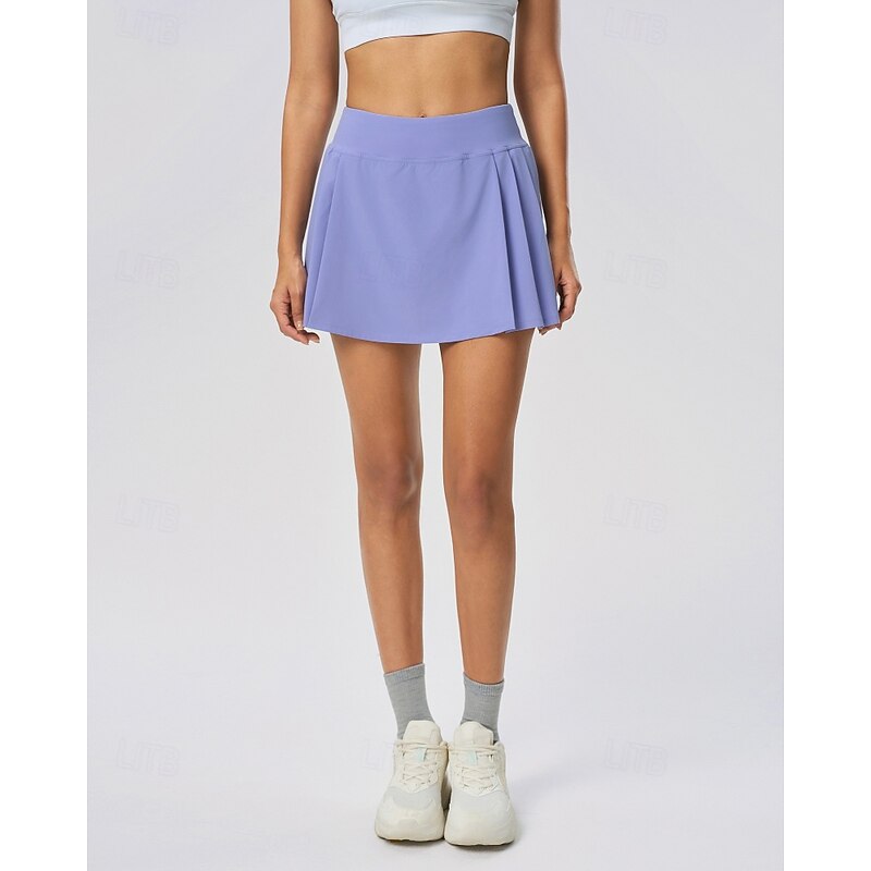 Women's Solid Colored Tennis Skirts with Shorts Pleated Breathable Tennis Golf Pickleball Dark Pink Black White Tennis Clothing3