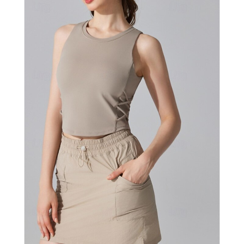 Women's Solid Colored Tank Top Sleeveless Breathable Tennis Pickleball Running Round Neck Tank Back Black Yellow Purple Tennis Clothing4