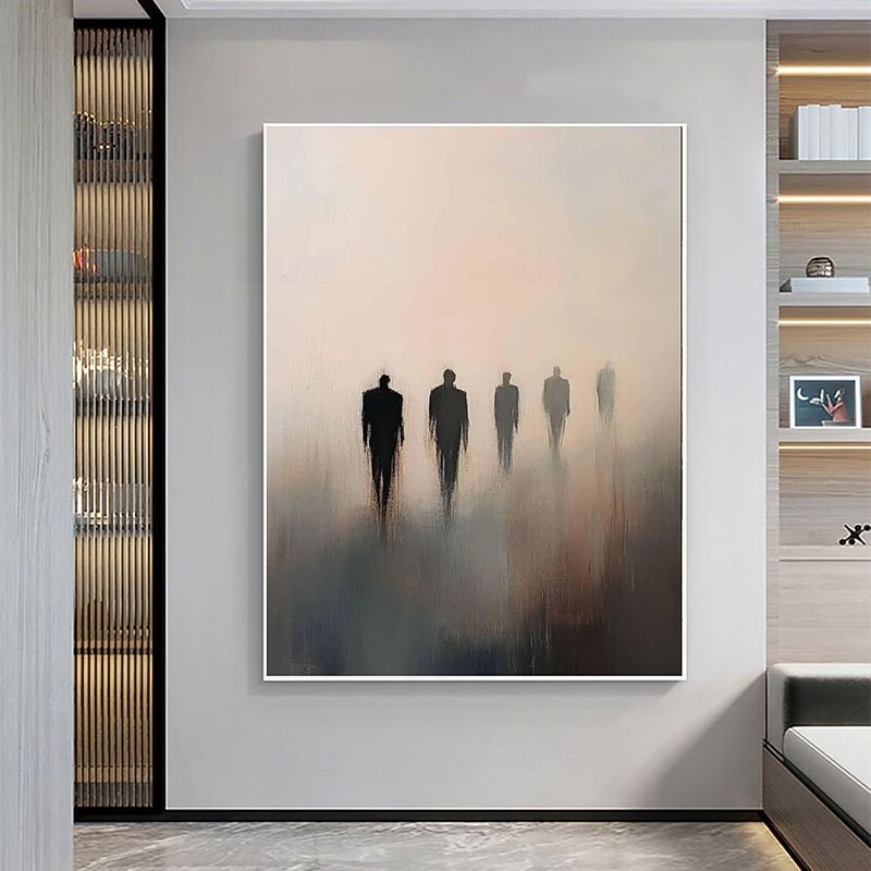 Hand Painted Abstract figure  Oil Painting Wall Brown Skyline Walking Man Painting Handmade Modern Oil Painting Wall Art paintings for Home Office Living Room Bedroom Decor Rolled Canvas2