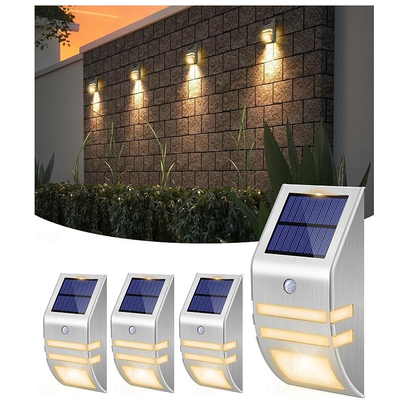 1 Pc Outdoor Wall Lights Waterproof Solar Stainless Steel Wall Light Intelligent Human Sensing Staircase Balcony Fence Lighting