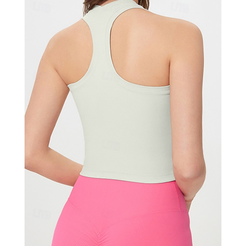 Women's Solid Colored Workout Tank Top Sports Tank Top Tennis Tank Top Tennis Tank Tops Sleeveless Backless Shockproof Breathable Tennis Golf Pickleball Round Neck Dark Grey Black White Tennis4