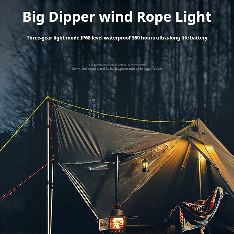 1 Pc Outdoor Camping Rope Light – Waterproof Camping Luminous Wind Rope, 5M/16.4FT, 3 Lighting Modes, Windproof Canopy Tent Rope with AA Battery Box, Perfect for Outdoor Atmosphere Lighting2