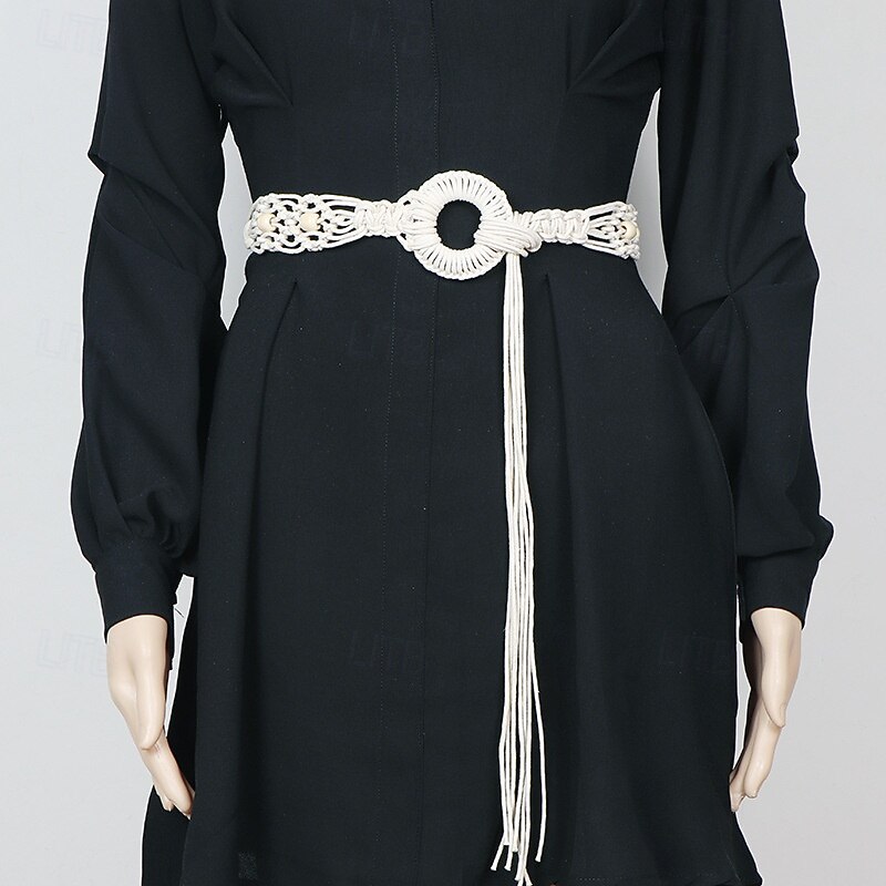 Women's Belt Polyester Black Camel Beige Waist Belt Street Daily Pure Color4