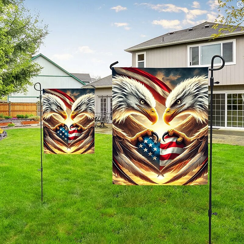 4th of July Independence Day Garden Flag 12 x 18 Inch Yard Flags, Egale Small Garden Flags for Outside, Outdoor Flags, Holiday Garden Flags for All Seasons2