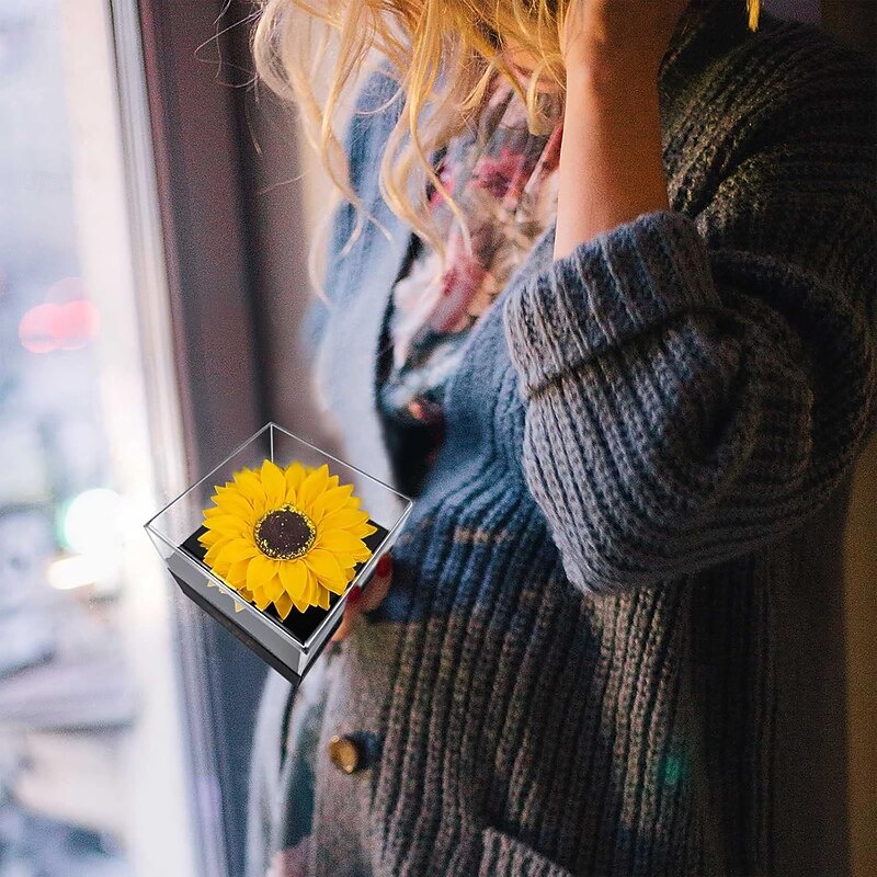 Sunflower Necklace Gift for Her with Drawer Jewelry Box, Best Wishes Keepsake Box, Birthday Present for Women, Girls, Mom, Friends3