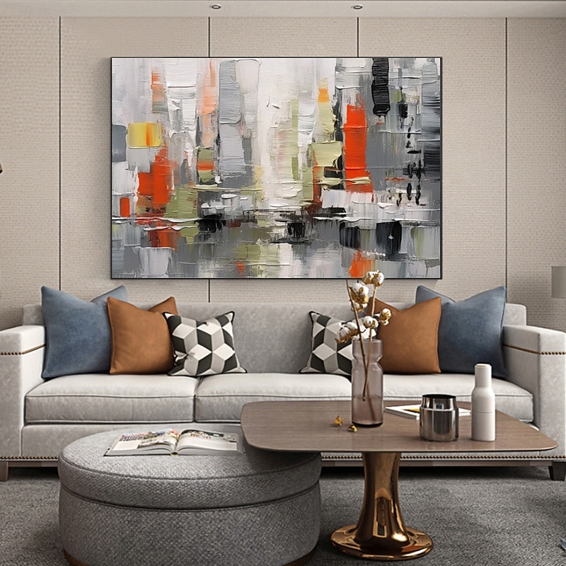 Handmade Oil Painting Canvas Wall Art Decoration Modern Abstract Color Block Texture for Home Decor Stretched Frame Hanging Painting /Rolled Frameless Unstretched Painting