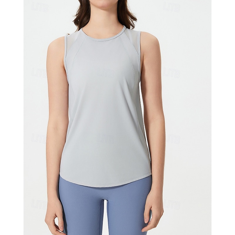 Women's Solid Colored Workout Tank Top Sports Tank Top Tennis Tank Top Tennis Tank Tops Sleeveless Mesh Shockproof Breathable Tennis Golf Pickleball Round Neck Light Yellow Sky Blue Grey Tennis