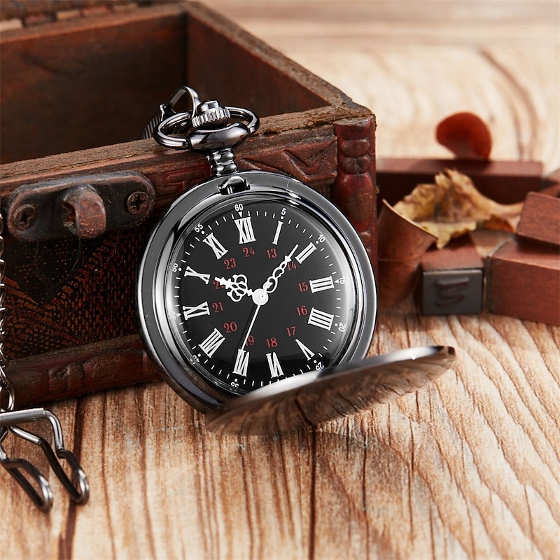 To My Husband Pocket Watch Black Engraved Timepiece with Chain, Romantic Gift for Him from Wife, Anniversary Keepsake4