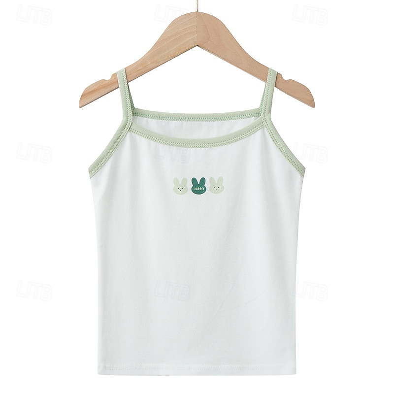 Kids Girls' Tank Cartoon Outdoor Sleeveless Streetwear 4-12 Years Summer White Pink Blue2