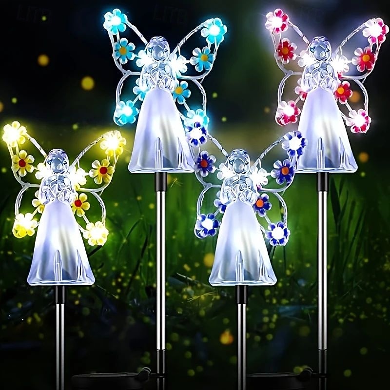 1/2 Pcs Solar Angel Lights Garden Pile Light LED Angel Solar Landscape Lawn Light for Cemetery Grave Memorial Gift Christmas Lawn Yard Walkway Landscape Decoration