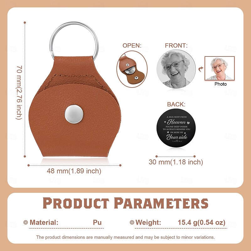 Personalized Memorial Photo Leather Keychain Custom Sympathy Gifts for Dad Mom Lover Friend, Father's Day Mother's Day Xmas Anniversary4