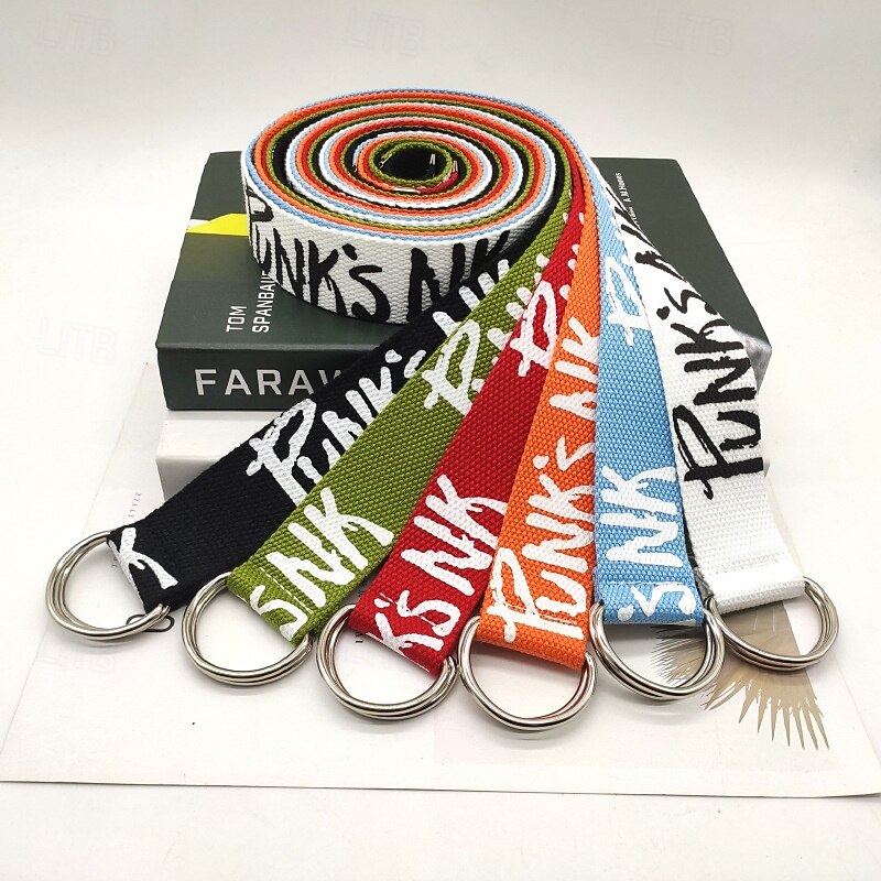 Men's Belt Waist Belt Black White Canvas Alloy Durable Adjustable Letter Outdoor Daily