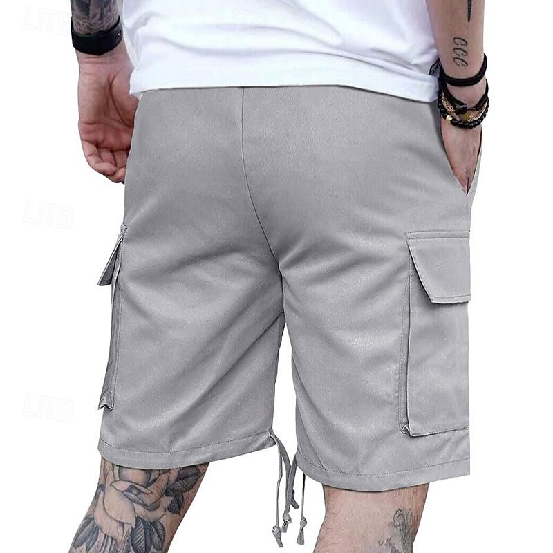 Men's Cargo Shorts Outdoor Shorts Camping Shorts Casual Shorts Hiking Shorts Elastic Waist Multi Pocket Straight Leg Solid Color Plain Moisture Wicking Wearable Knee Length Daily Running Fashion3