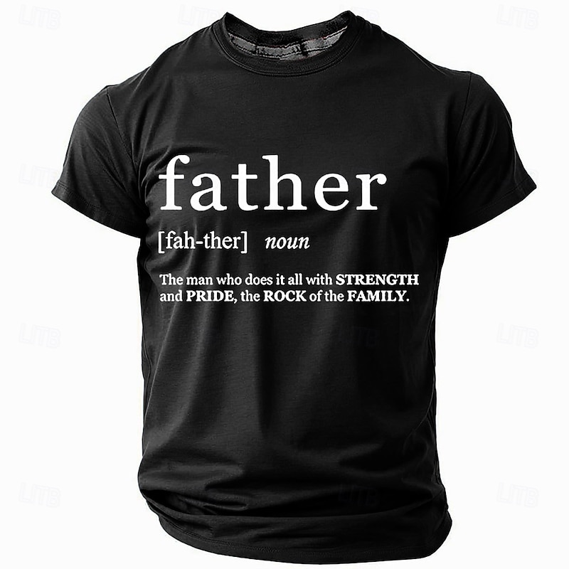 Men's Father Definition T-Shirt - The Rock of the Family Graphic Tee for Dads | Strength & Pride Black Short Sleeve Shirt4