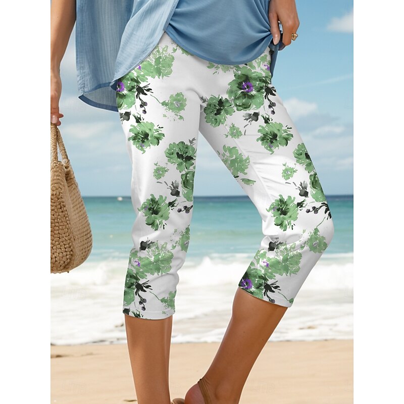 Women's Leggings Capri Pants High Elasticity Vacation Vintage Fashion Full Length High Waist Floral Graphic Printing Thermal Warm Breathable Soft Stretchy Outdoor Daily4