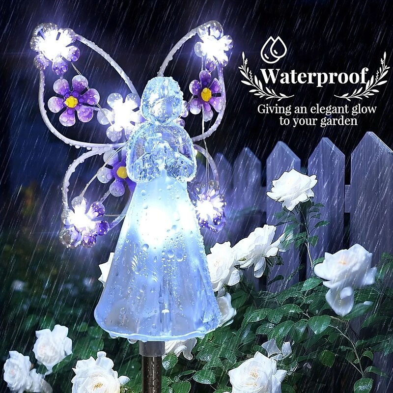 1/2 Pcs Solar Angel Lights Garden Pile Light LED Angel Solar Landscape Lawn Light for Cemetery Grave Memorial Gift Christmas Lawn Yard Walkway Landscape Decoration3