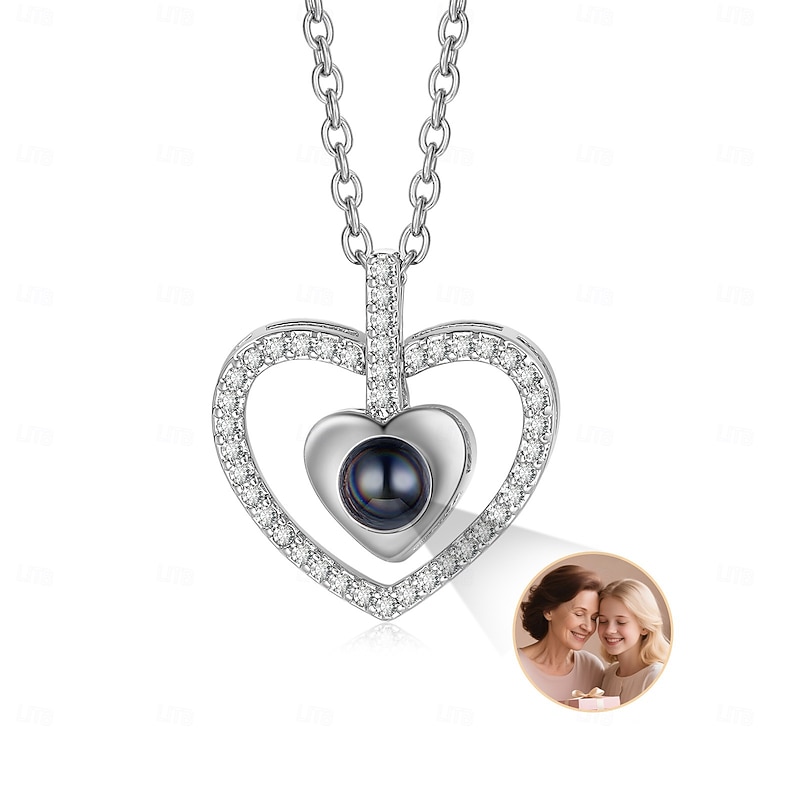 Personalized Projection Necklace, Custom Best Gift for Her, Light and Shadow Photo Projection Jewelry for Mother's Day, Valentine's Day, Christmas, Birthday Gift for Mom, Wife, Girlfriend