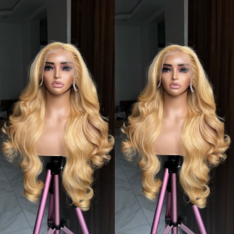 Remy Human Hair 5x5 Closure 13x4 Lace Front Wig Free Part Brazilian Hair Wavy Blonde Wig 130% 150% Density with Baby Hair 100% Virgin Glueless Pre-Plucked For Women Long Human Hair Lace Wig4