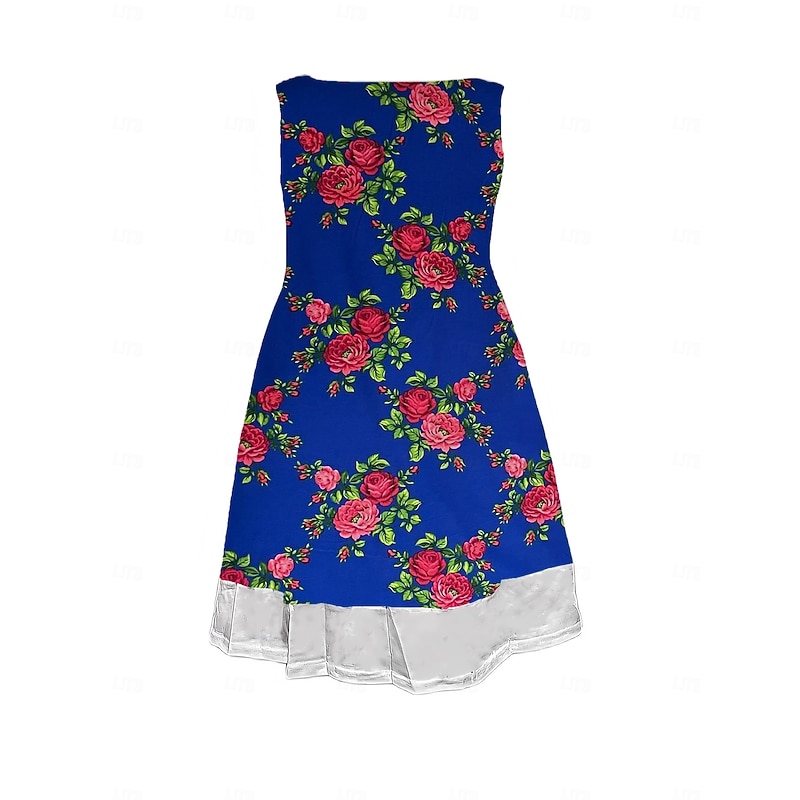 Women's Midi Dress Tank Dress Fashion Classic Outdoor Daily Weekend Regular Fit Graphic Sleeveless Crew Neck Royal Blue Summer Spring Fall2