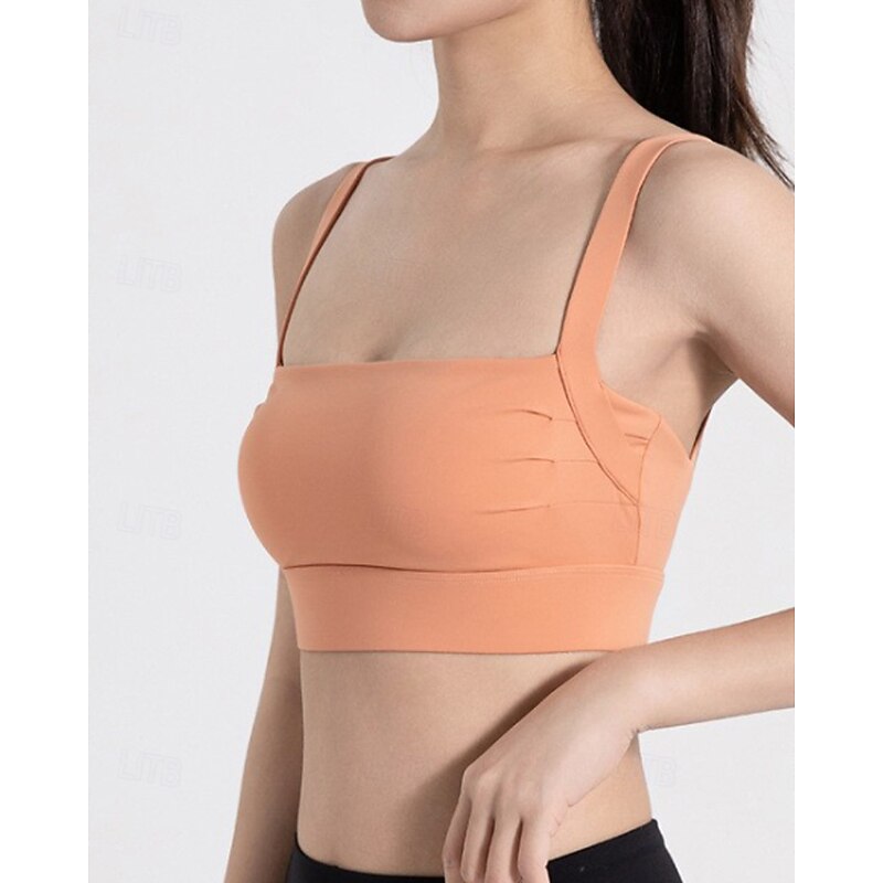 Women's Solid Colored Tennis Bra Sleeveless Shockproof Moisture Wicking Breathable Tennis Golf Jogging Spaghetti Strap Black Light Green Cream Tennis Clothing2