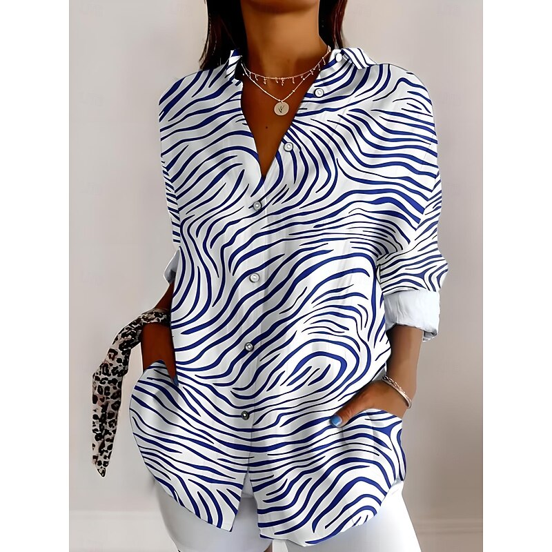 Women's Shirt Button Down Tunic Shirt Collar Long Sleeve Graphic Geometric Plaid Casual Regular Tops Work Daily s Print Yellow Red Blue Purple Rainbow Spring Fall2