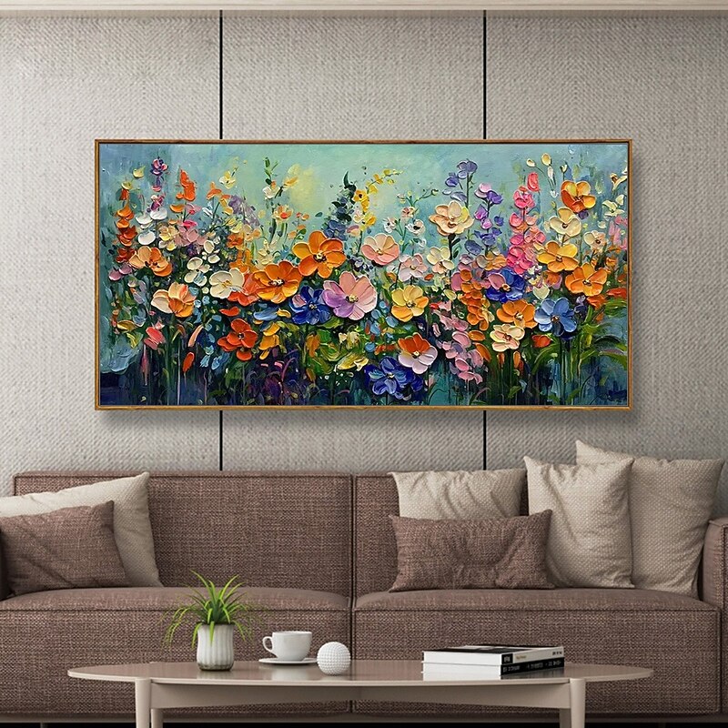 Mintura Handmade Texture Flower Oil Paintings On Canvas Wall Art Decoration Modern Abstract Picture For Home Decor Rolled Frameless Unstretched Painting4