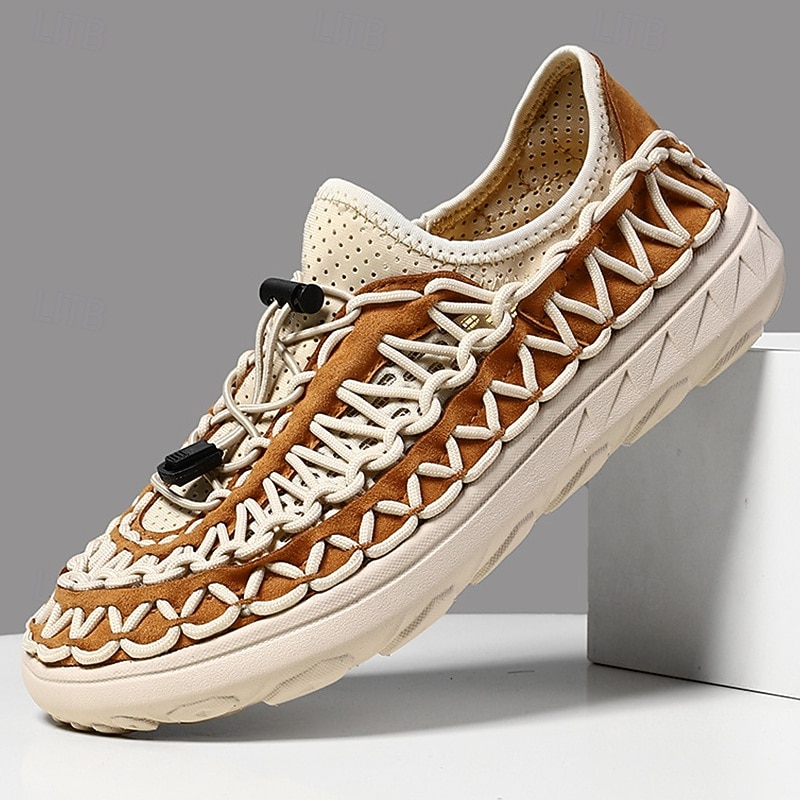 Men's Sandals Brown and Beige Sport Sandals with Strong Lacing and Comfortable Sole for Hiking Beach and Outdoor Activities