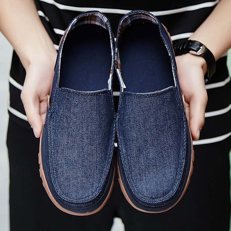 Men's Blue Denim Slip-On Shoes with Rubber Sole – Comfortable Casual Style for Outdoor Activities4