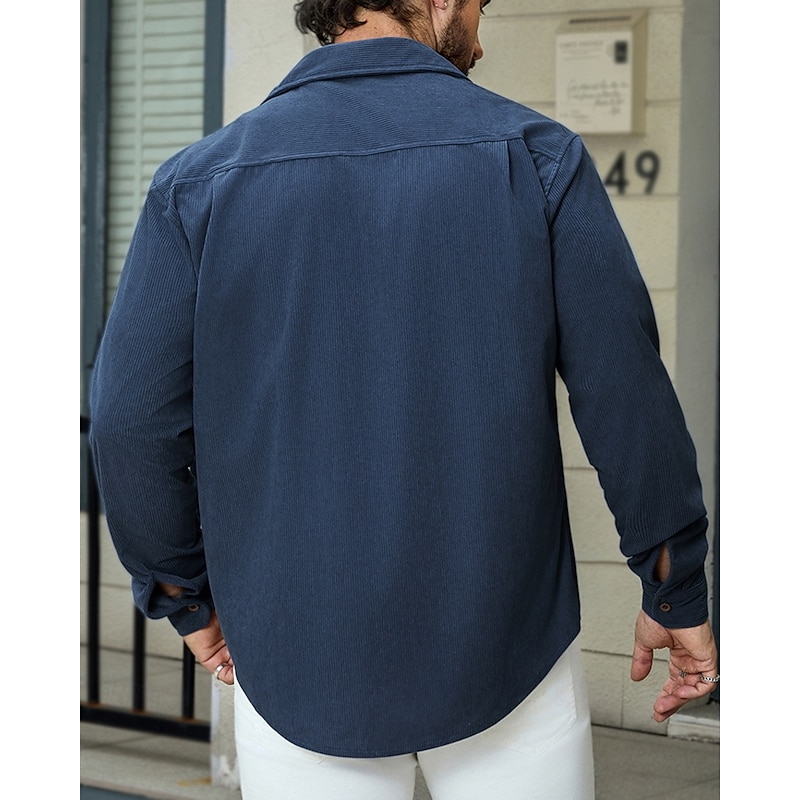 Men's Shirt Jacket Overshirts Transition Jacket Vacation Lightweight Pocket Summer Spring Plain Classic Lapel Black Navy Blue Blue Army Green Jacket4