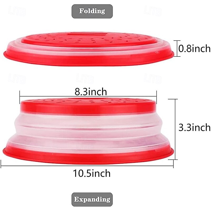 Microwave Splatter Cover with Fruit Strainer, BPA-Free Thermoplastic Rubber Lid, Foldable Silicone Microwave Cover for Food Heating, Dishwasher Safe, Multi-Size Ventilated Lids3