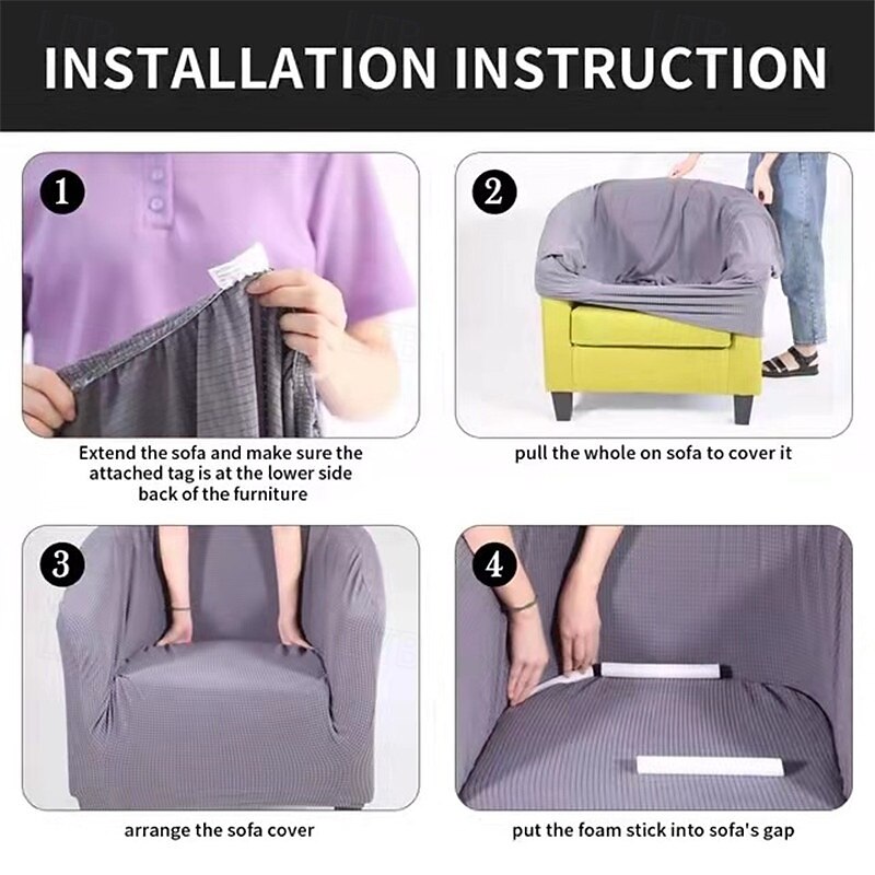 Stretch Sofa Armchair Club Chair Cover Slipcover Washable Single Sofa Seat Cover Easy-install Home Furniture All-Round Protection Cover NEW3