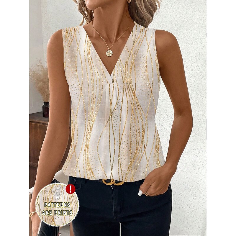 Women's Camisole Tank Top Graphic Polka Dot Striped Stylish Casual Sleeveless V Neck Regular Tops Daily Print Black White Green Khaki Summer Spring3