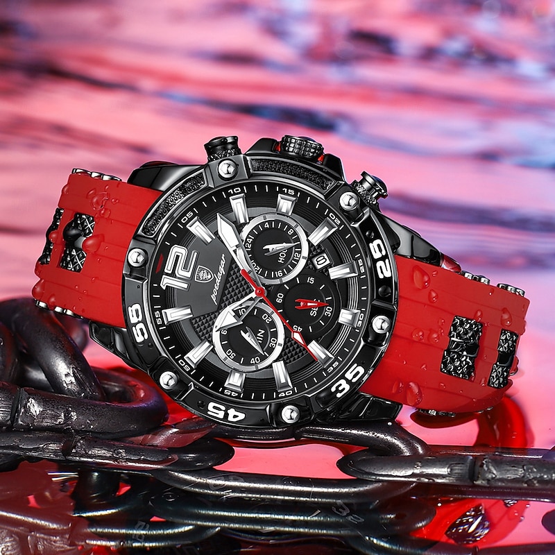 912 New Multi functional Fashion Luxury Men's Waterproof Night Light Watch Silicone Strap Quartz Men's Watch