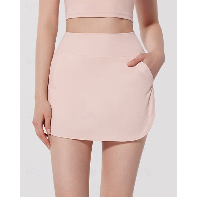 Women's Solid Colored Tennis Skirts with Shorts Pocket Split UPF50+ Breathable Tennis Golf Pickleball Black White Pink Tennis Clothing2