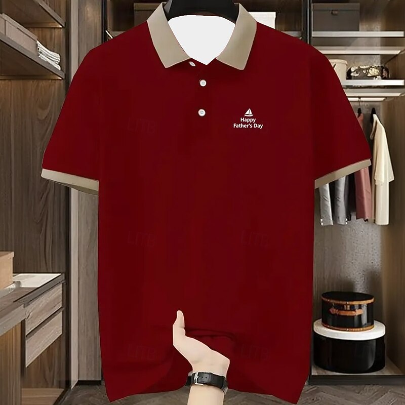 Men's Golf Polo Short Sleeve Short Sleeves Collar Lapel Casual Daily Athleisure Festival Buttons Summer Black Red Navy Blue